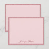 トレンディーバラ金ゴールドグリッター手書きスクリプト文字 ノートカード (正面/裏面)