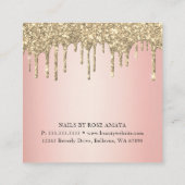 トレンディーバラ金ゴールドグリッター爪、 ネイルポーランド スクエア名刺 (裏面)