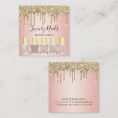 トレンディーバラ金ゴールドグリッター爪、 ネイルポーランド スクエア名刺 (正面/裏面)
