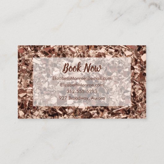 トレンディーバラ金ゴールドグリッター美容師サロン 名刺 (裏面)