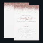 トレンディーバラ金ゴールドグリッター21st誕生日パーティー 招待状<br><div class="desc">トレンディーバラ金ゴールドグリッター21st誕生日パーティー。デジタルおよび印刷で利用可能。バラ縁ど金ゴールドのグリッターの一つフェイクが両側の一番上にあり、21番目が手書きスタイルスクリプトである。自分の詳細に文字を簡単にパーソナライズ。</div>