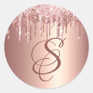 トレンディーバラ金ゴールドグリッターDrips Graphic Monogram ラウンドシール