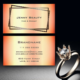 トレンディーバラ金ゴールドシックモダンフレームヘアメイクアップ 名刺