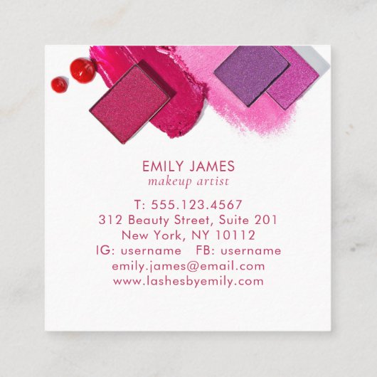 トレンディーバラ金ゴールドシルバーシモダンックマックアップアーティスト スクエア名刺 (裏面)