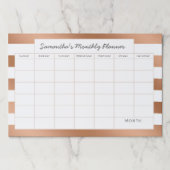 トレンディーバラ金ゴールドストライプ月次プランナーカレンダー ペーパーパッド (正面)