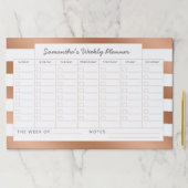 トレンディーバラ金ゴールドストライプ週間プランナーカレンダー ペーパーパッド (インサイチュ)