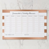 トレンディーバラ金ゴールドストライプ週間プランナーカレンダー ペーパーパッド (正面)