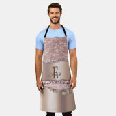 トレンディーバラ金ゴールドダイヤモンドグリッターモノグラム エプロン (着用した状態)