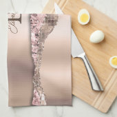 トレンディーバラ金ゴールドダイヤモンドグリッターモノグラム キッチンタオル (四つ折り)