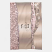 トレンディーバラ金ゴールドダイヤモンドグリッターモノグラム キッチンタオル (縦)