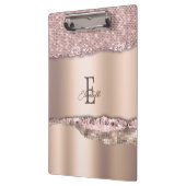 トレンディーバラ金ゴールドダイヤモンドグリッターモノグラム クリップボード (左)