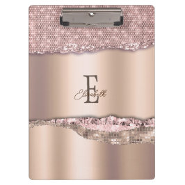 トレンディーバラ金ゴールドダイヤモンドグリッターモノグラム クリップボード
