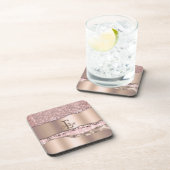 トレンディーバラ金ゴールドダイヤモンドグリッターモノグラム コースター (右側)