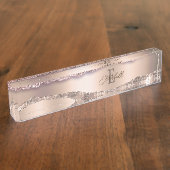 トレンディーバラ金ゴールドダイヤモンドグリッターモノグラム デスクネームプレート (側面)