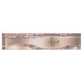 トレンディーバラ金ゴールドダイヤモンドグリッターモノグラム デスクネームプレート (正面)