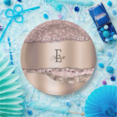 トレンディーバラ金ゴールドダイヤモンドグリッターモノグラム ペーパープレート (パーティー)