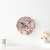 トレンディーバラ金ゴールドダイヤモンドグリッターモノグラム ラウンド壁時計 (ホーム)