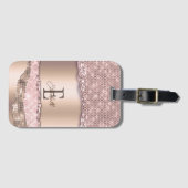 トレンディーバラ金ゴールドダイヤモンドグリッターモノグラム ラゲッジタグ (正面横)