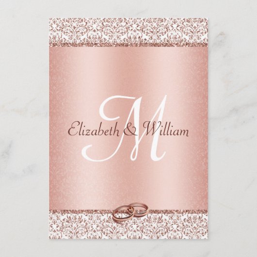 トレンディーバラ金ゴールドダマスクグリッターウェディングレセプション エンクロージャーカード (裏面)