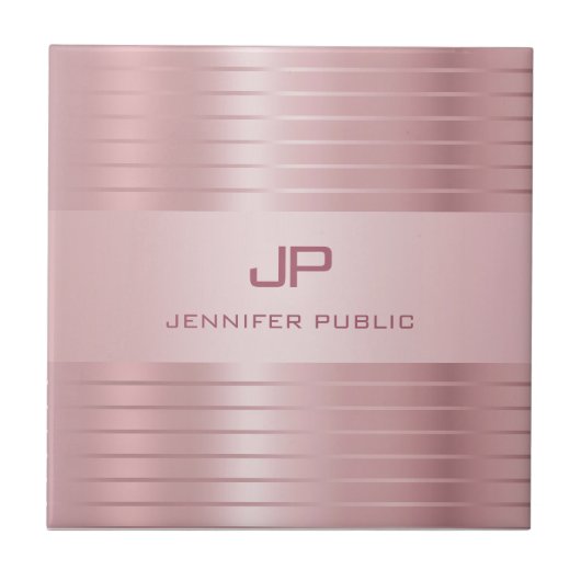 トレンディーバラ金ゴールドテンプレートモノグラムモダン タイル (正面)