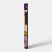 トレンディーバラ金ゴールドパープルグリッターモノグラムiPhone iPhoneケース (左側面)