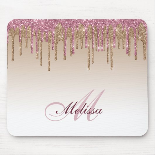 トレンディーバラ金ゴールドパープルグリッター乾燥 マウスパッド (正面)