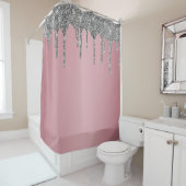 トレンディーバラ金ゴールドピンクシルバーグリッタードリップスパークル シャワーカーテン (インサイチュ)