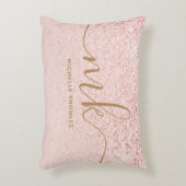 トレンディーバラ金ゴールドファンシーグリッターイニシャルと名前 アクセントクッション (正面(垂直))