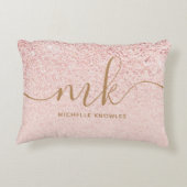 トレンディーバラ金ゴールドファンシーグリッターイニシャルと名前 アクセントクッション (裏面)