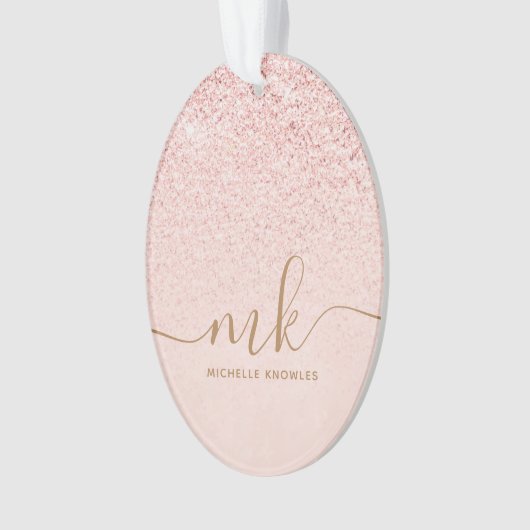 トレンディーバラ金ゴールドファンシーグリッターイニシャルと名前 オーナメント (正面)
