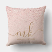 トレンディーバラ金ゴールドファンシーグリッターイニシャルと名前 クッション (裏面)