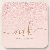 トレンディーバラ金ゴールドファンシーグリッターイニシャルと名前 コースター (正面)