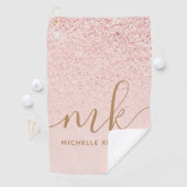 トレンディーバラ金ゴールドファンシーグリッターイニシャルと名前 ゴルフタオル (インサイチュ)