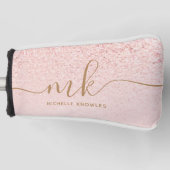 トレンディーバラ金ゴールドファンシーグリッターイニシャルと名前 ゴルフヘッドカバー (正面)