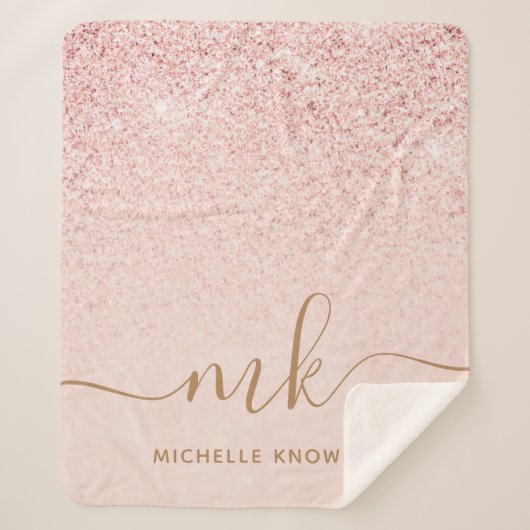 トレンディーバラ金ゴールドファンシーグリッターイニシャルと名前 シェルパブランケット (正面)