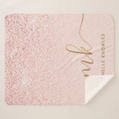 トレンディーバラ金ゴールドファンシーグリッターイニシャルと名前 シェルパブランケット (正面(横))