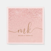 トレンディーバラ金ゴールドファンシーグリッターイニシャルと名前 スタンダードカクテルナプキン (正面)