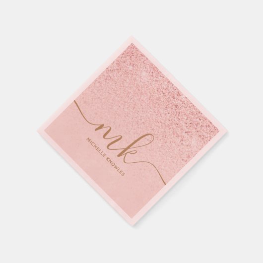 トレンディーバラ金ゴールドファンシーグリッターイニシャルと名前 スタンダードカクテルナプキン (角)