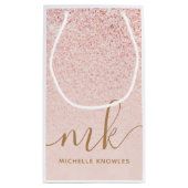 トレンディーバラ金ゴールドファンシーグリッターイニシャルと名前 スモールペーパーバッグ (裏面)