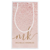 トレンディーバラ金ゴールドファンシーグリッターイニシャルと名前 スモールペーパーバッグ (正面)