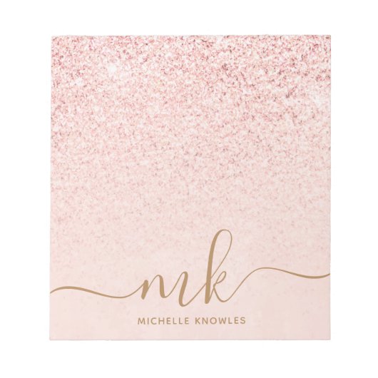 トレンディーバラ金ゴールドファンシーグリッターイニシャルと名前 ノートパッド (正面)