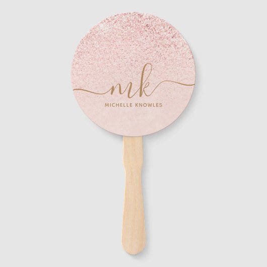 トレンディーバラ金ゴールドファンシーグリッターイニシャルと名前 ハンドファン (裏面)