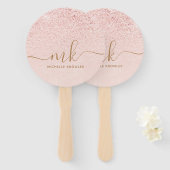 トレンディーバラ金ゴールドファンシーグリッターイニシャルと名前 ハンドファン (正面&裏面)