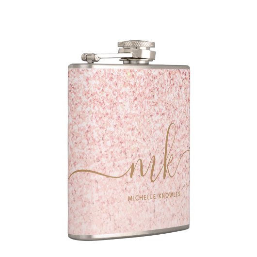 トレンディーバラ金ゴールドファンシーグリッターイニシャルと名前 フラスク (右)