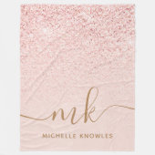 トレンディーバラ金ゴールドファンシーグリッターイニシャルと名前 フリースブランケット (正面)