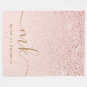 トレンディーバラ金ゴールドファンシーグリッターイニシャルと名前 フリースブランケット (正面(横))