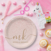 トレンディーバラ金ゴールドファンシーグリッターイニシャルと名前 ペーパープレート (パーティー)