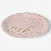 トレンディーバラ金ゴールドファンシーグリッターイニシャルと名前 ペーパープレート (アングル)