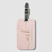 トレンディーバラ金ゴールドファンシーグリッターイニシャルと名前 ラゲッジタグ (正面縦)