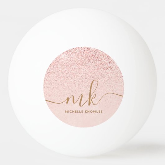 トレンディーバラ金ゴールドファンシーグリッターイニシャルと名前 卓球ボール (正面)